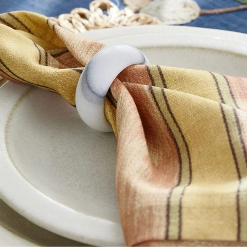 Pottery Barn Providence Marble Napkin Rings - Set Of 4